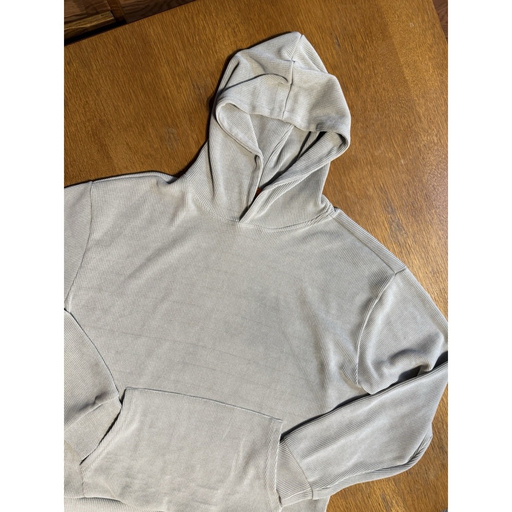 NEGATIVE SPACE Men's Ribbed‎ Textured Pullover Hoodie Beige Medium Sweatshirt